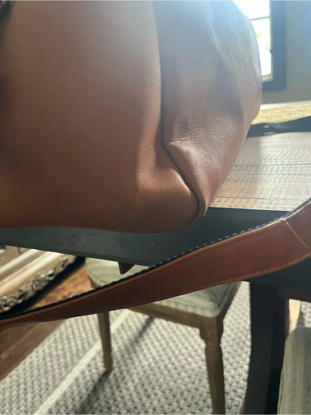 Winston Collection Tan Leather Weekend Duffle Bag